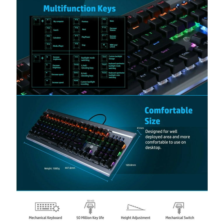 HP GK520 Wired Mechanical Gaming Keyboard, Backlit: Electronics