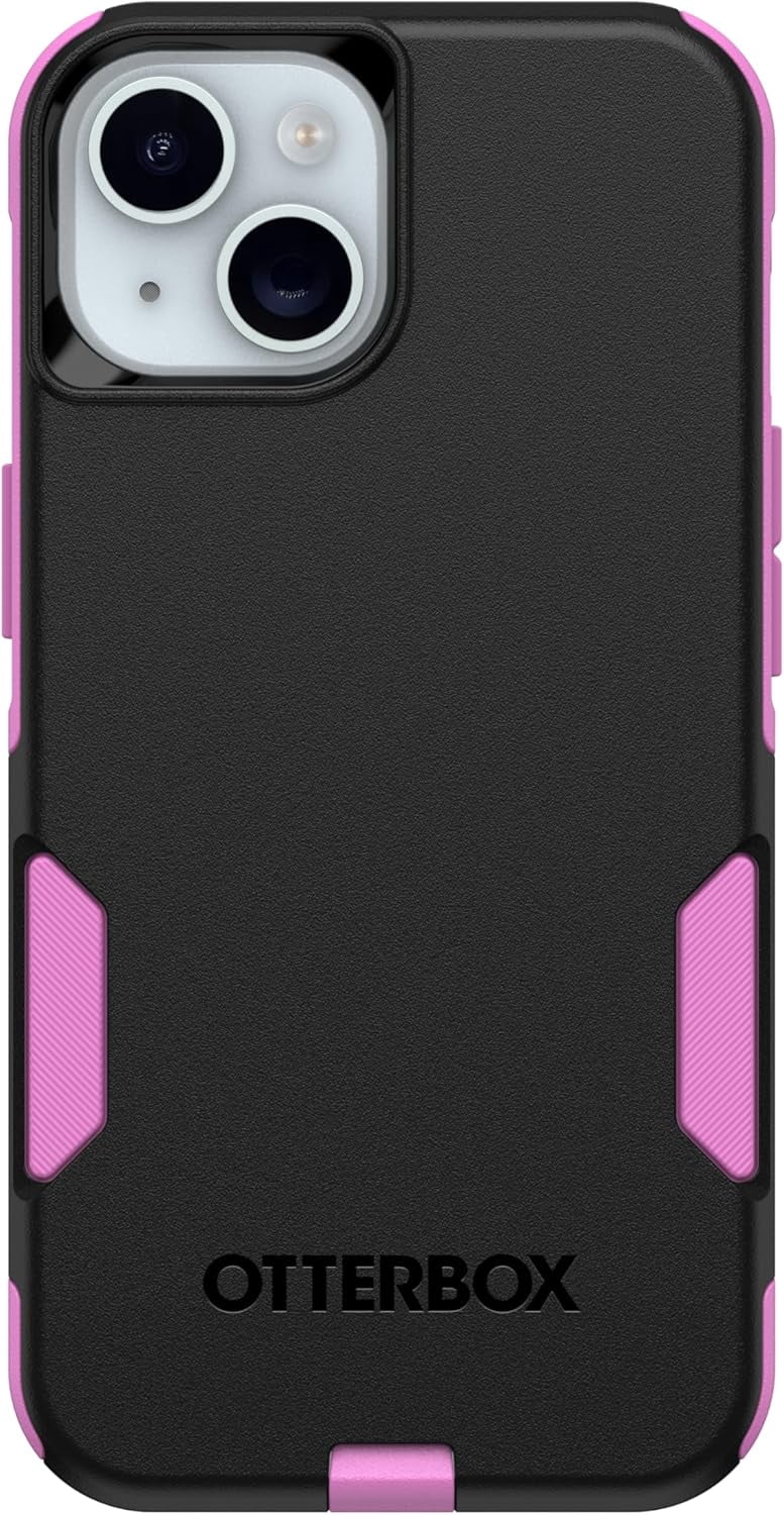 OtterBox iPhone 16e, 15, 14, & 13 Commuter Series Case - Midnight Mauve (Black & Pink) - Slim & Tough - Pocket-Friendly - with Port Protection
