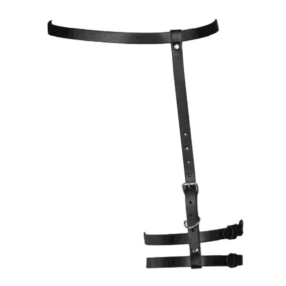 Segolike Women Leather Harness Garter Belt Adjustable Waist Leg Belt Black , leggings Black, 140cm