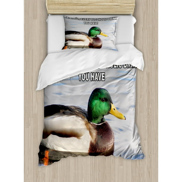 Animal Duvet Cover Set Cute Mallard Duck Swimming On The Lake