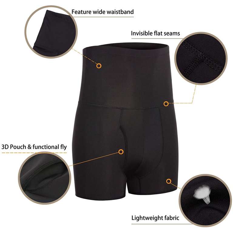 Gotoly Men Tummy Control Shapewear Shorts High Waist Slimming Body Shaper  Girdle Compression Underwear Boxer Brief(White XX-Large)