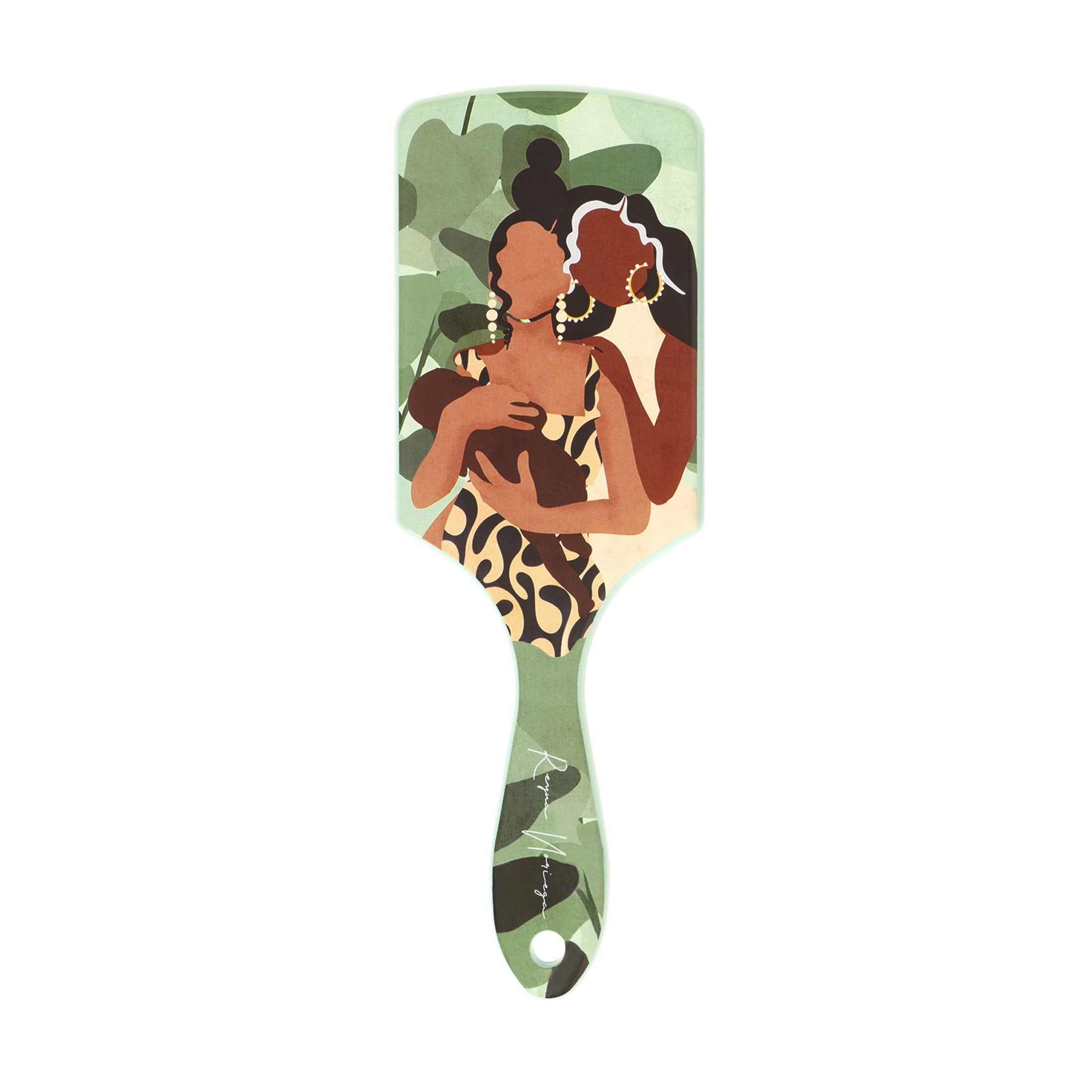 Goody Tru X Reyna Noriega Collab Ouchless Detangling Printed Paddle Brush Green, 1 CT