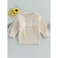 thumbnail image 2 of Bagilaanoe Toddler Baby Girl Boy Knitted Sweater Long Sleeve Letter Embroidery Pullover 6M 12M 24M 3T 4T 5T 6T Kids Warm Jumpers Tops Fall Loose Knitwear, 2 of 8