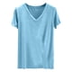 thumbnail image 3 of TaTaai Women's Summer V-neck Pullover Short Sleeve Pajama Top, Solid Color Fashion Casual Soft Breathable Loungewear Daily Home Blouse Gift, 3 of 5