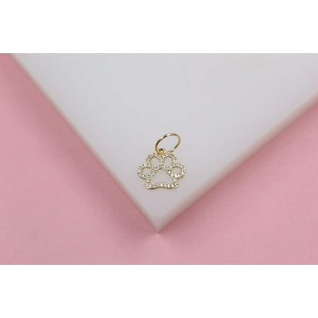 18k Gold Filled Dog Paw Pendant With Zirconia Stones
