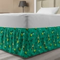 thumbnail image 1 of Hawaiian Bed Skirt, Summer Pattern Hula Girls Palm Trees Sailboats on Waves Print, Elastic Bedskirt Dust Ruffle Wrap Around for Bedding Decor, 4 Sizes, Dark Seafoam and Multicolor, by Ambesonne, 1 of 2