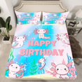 thumbnail image 2 of Manfei Axolotl Twin Sheet Sets,Happy Birthday Bedding Twin Size,Sealife Water Plants Bed Sheets Set Twin Size,Breathable Bedroom Decorative,4 Pieces, 2 of 7
