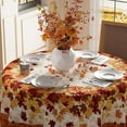 thumbnail image 3 of Fall Pumpkin Maple Leaves Orange Tablecloth Round Washable Table Covers for Home Party Decorations 60x60 Inch, 3 of 5