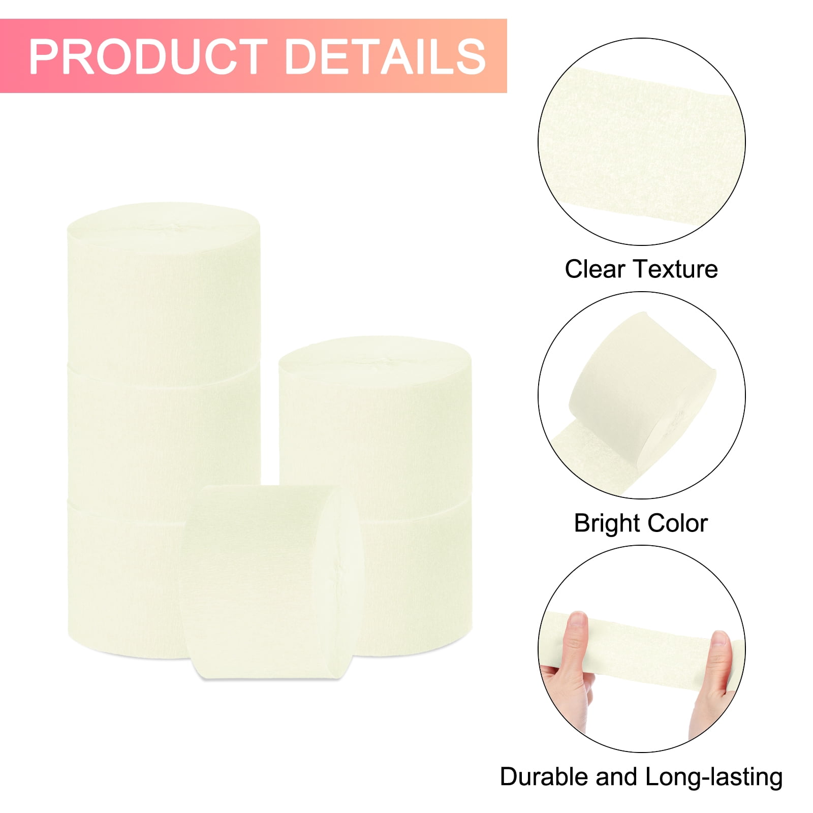 Unique Bargains 10Pcs Crepe Paper Streamers for Party Beige 1.8in x 82ft