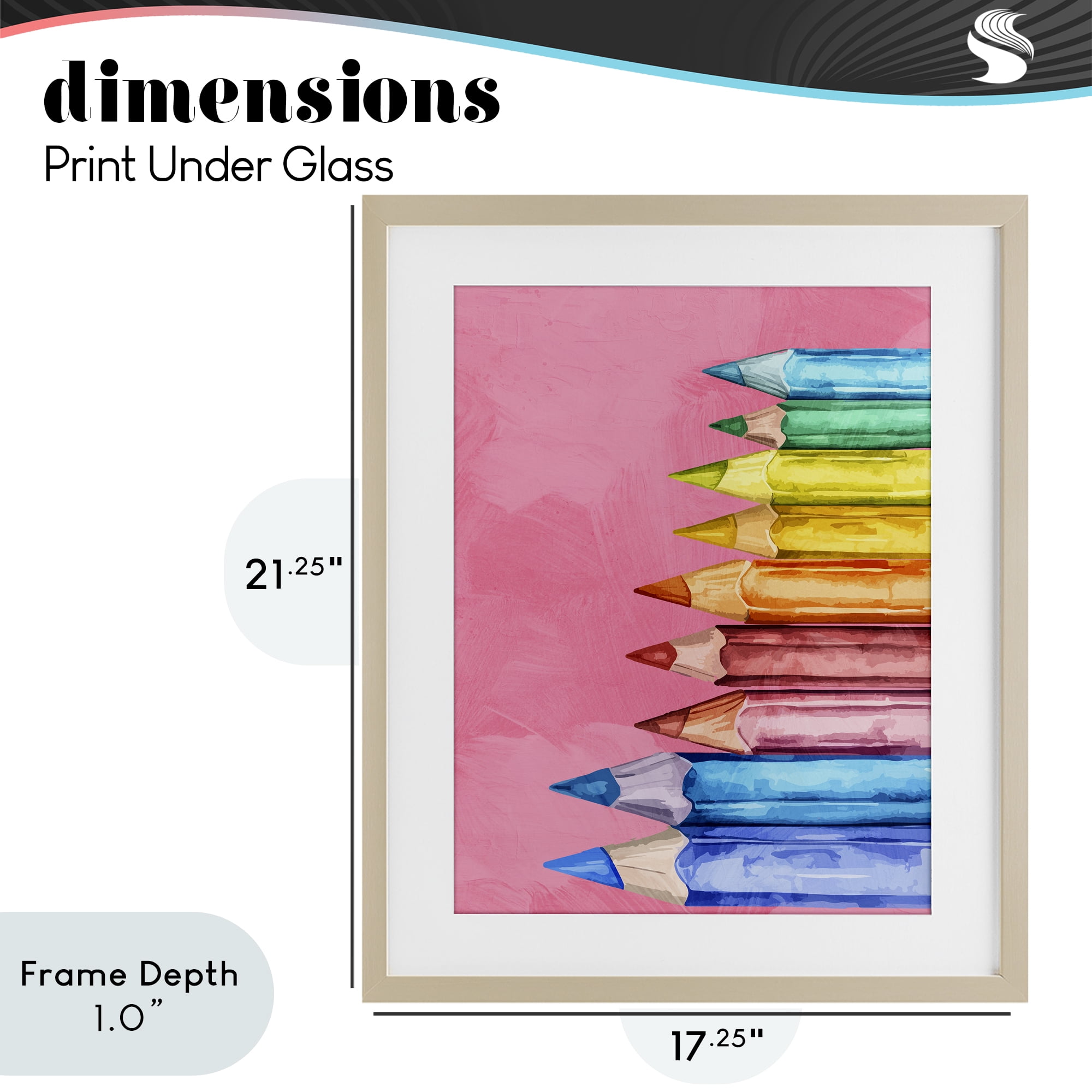 Stupell Industries Vibrant Pencils on Pink Birch Framed Print Under Glass, design by Kim Allen