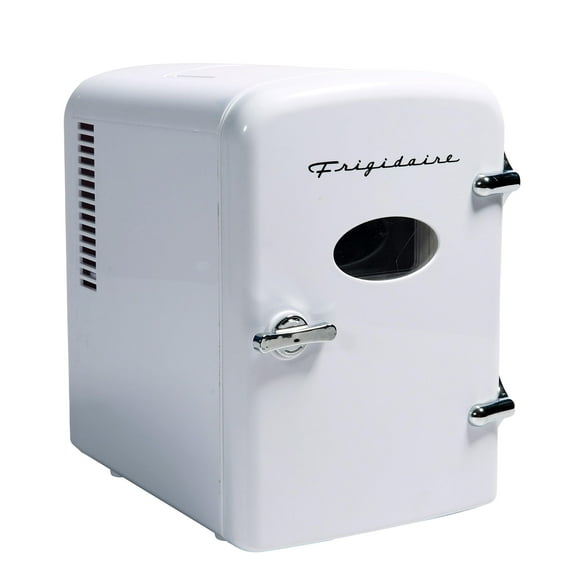 Frigidaire Retro Mini Fridge Cooler, Holds Up to 6 Cans, Portable Fridge for Car, Office, Bedroom, Dorm Room, or Cabin 100% Freon-Free & Eco Friendly, - 9.84"D x 7.09"W x 10.