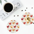 thumbnail image 4 of Honeii Colorful Flower Chickens Print Leather Coaster Set of 4, Ideal for Safeguarding Your Furniture from Drinks Spills and Effortless Cleanup-Round Shape, 4 of 6