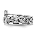 thumbnail image 3 of Sterling Silver Rhodium-plated and Antiqued Claddagh Ring, 3 of 6
