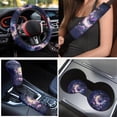 thumbnail image 3 of Yuyamidu 15 Pack Purple Butterfly Car Seat Cover Full Set Moon Car Floor Mats Steering Wheel Cover Rose Seatbelt Pad Cup Mat Gear Shift Cover Hand Brake Cover Fit for Most SUV Van Truck Sedan, 3 of 6