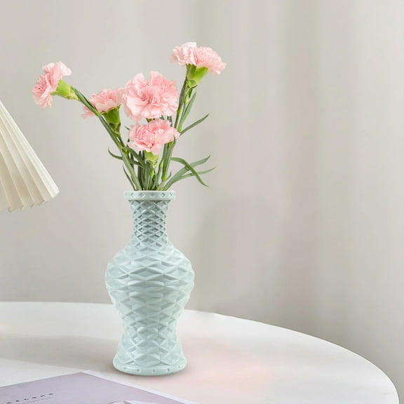COM1950s Tall Plastic Cylinder Vase,11-Inch Glazed Hydroponic Planter,Slim Profile Floor Decor for Flower Displays