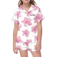 thumbnail image 1 of XDZJLR Ensemble d'Anniversaire Fille, Ensemble de Pyjamas 2 Pcs Imprimé Graphique Manches Courtes Chemise à Boutons Shorts Ensemble de Pyjama Mode Extérieur, 6-7 Ans, 1 of 5