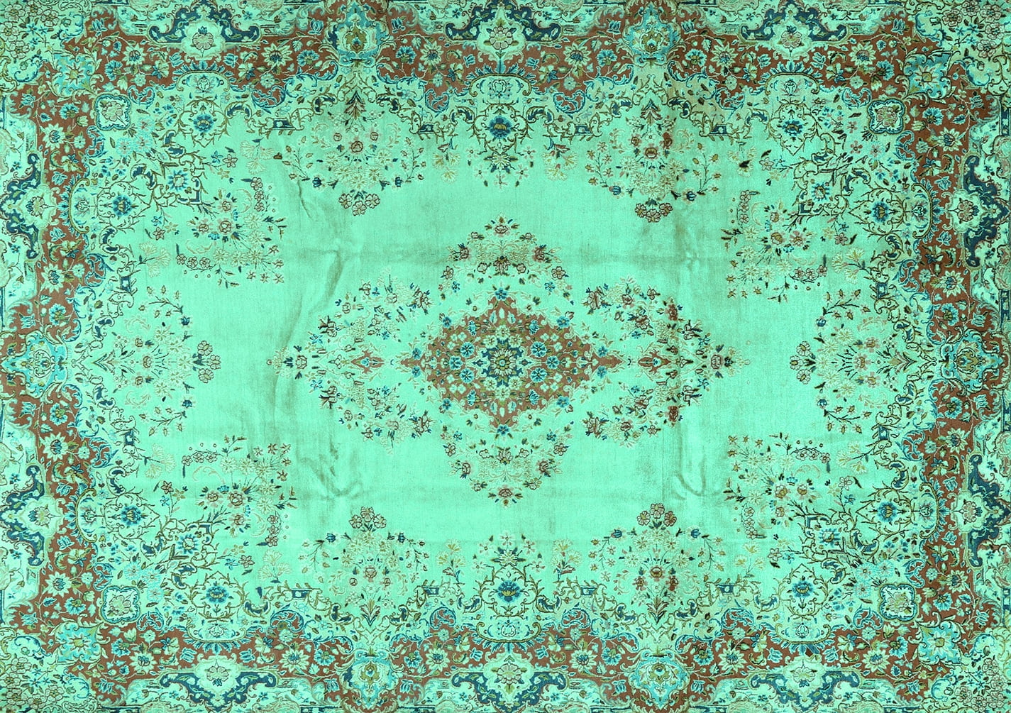 Ahgly Company Indoor Rectangle Persian Turquoise Blue Traditional Area ...
