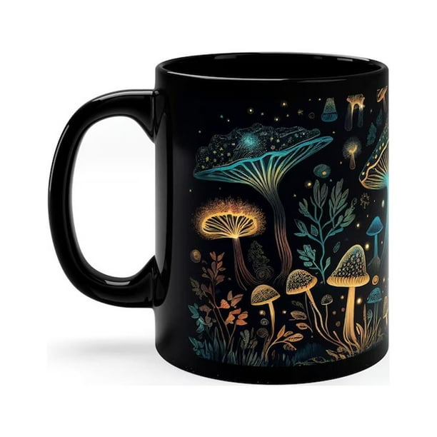 Pisexur Batería de cocina Taza de hongos, taza de café, tazas de café novedosas, lindos regalos bioluminiscentes, regalos para amantes para la cocina del hogar