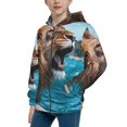 thumbnail image 2 of Kdxio Ice Blue Coastal Lion Pattern Kids Boys Girls Zip Up Hoodie 3D Printed Hooded Sweatshirt Hoody Coat with Pocket 7-12 Y-Small, 2 of 6