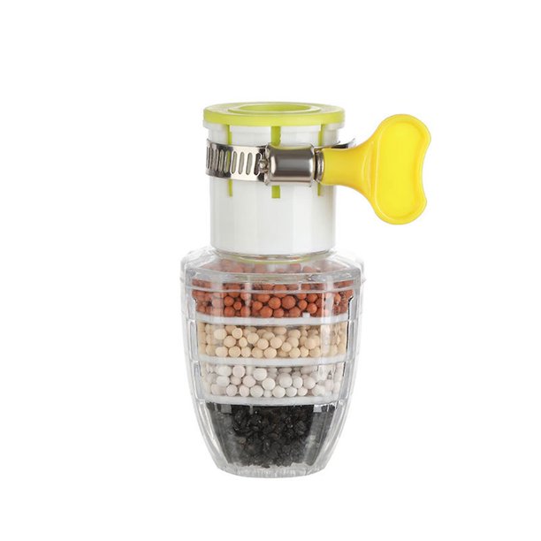 Grifo de agua de ducha ajustable de 360 grados, grifos de filtro de extensión, filtros de agua de espray para cocina casera, accesorios a prueba de salpicaduras, amarillo Feliz Sencillez