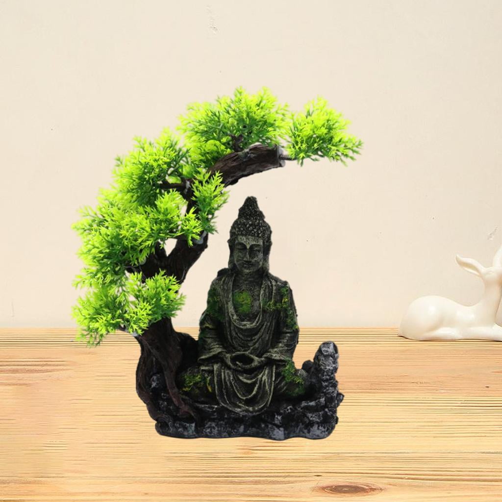 Creative Carved Resin  Buddha Figurine Aquarium Hideout Landscape Scene Shelter Hiding Fish Tank Home Desktop Ornament