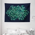 thumbnail image 1 of Modern Decor Tapestry, Geometric Ombra Colored Lines Maze like Circle Round Seem Decorative Image, Wall Hanging for Bedroom Living Room Dorm Decor, 80W X 60L Inches, Green and Blue, by Ambesonne, 1 of 2