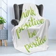 thumbnail image 4 of Positive Energy Soft Flannel Fleece Blanket, Watercolor Effect Calligraphic Inspirational Words in Monotone, Cozy Plush for Indoor and Outdoor Use, 70" x 90", Apple Green Lime Green, by Ambesonne, 4 of 5