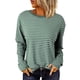 thumbnail image 2 of Women’s Stripes Print Tops Long Sleeve Round Neck Loose Fit Basic T Shirts Spring Fall Casual Pullover Clothes, 2 of 5