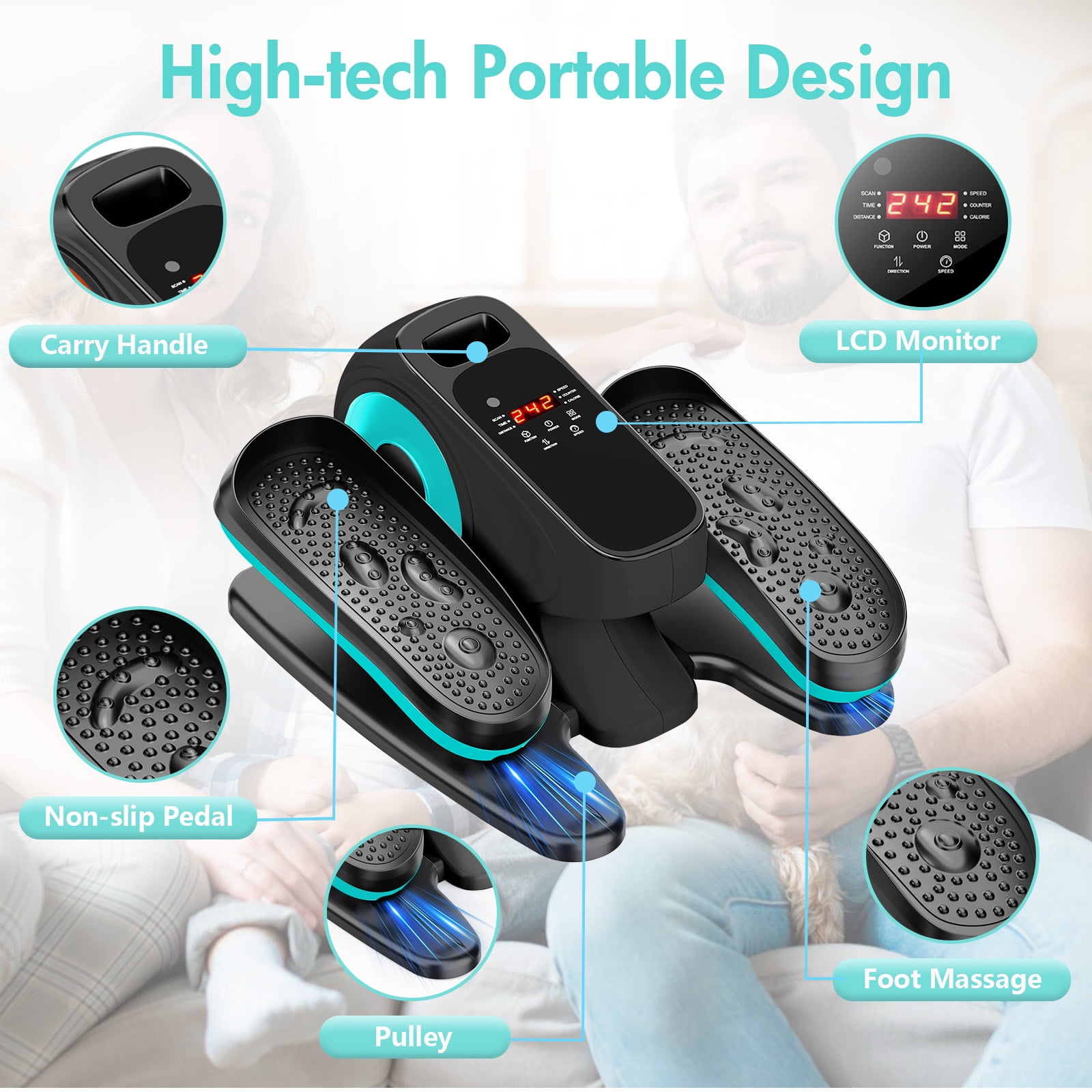 ALSO GO Under Desk Elliptical, Electric Leg Exerciser While Sitting for Seniors, Fully Assembled Motorized Ellipse Leg Exerciser, Seated Mini Elliptical with 12 Adjustable Speed Levels