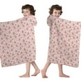 thumbnail image 4 of Pink Christmas Gingerbread Pattern Hooded Bath Towel，60"x35" for Ages 3 To 12 Kids, Quick Dry Lightweight Soft Microfiber Hood Beach Towel Cover Up for Kids, 4 of 7