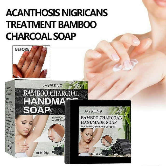 Jaysuing bamboo charcoal handmade soap fades melanin deposits in joints and underarms, body cleansing bamboo charcoal soap |