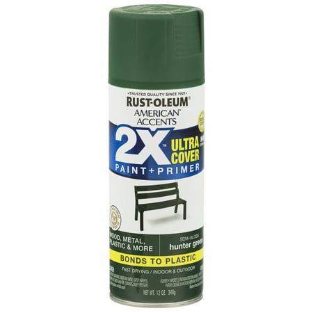 (3 Pack) Rust-Oleum American Accents Ultra Cover 2X Semi-Gloss Hunter Green Spray Paint and Primer in 1, 12 (Best Primer To Cover Dark Paint)