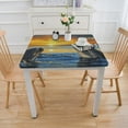 thumbnail image 3 of nygtbtfer Ocean Animal Dolphins Tablecloth Washable Wrinkle Free Table Cloths for Parties Dining Room Kitchen Holiday Elastic Edge White, 3 of 7