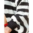 thumbnail image 3 of FASHIONWT Women Open Front Shearing Fabric Sweater Long Sleeve Striped Long Cardigan, 3 of 4