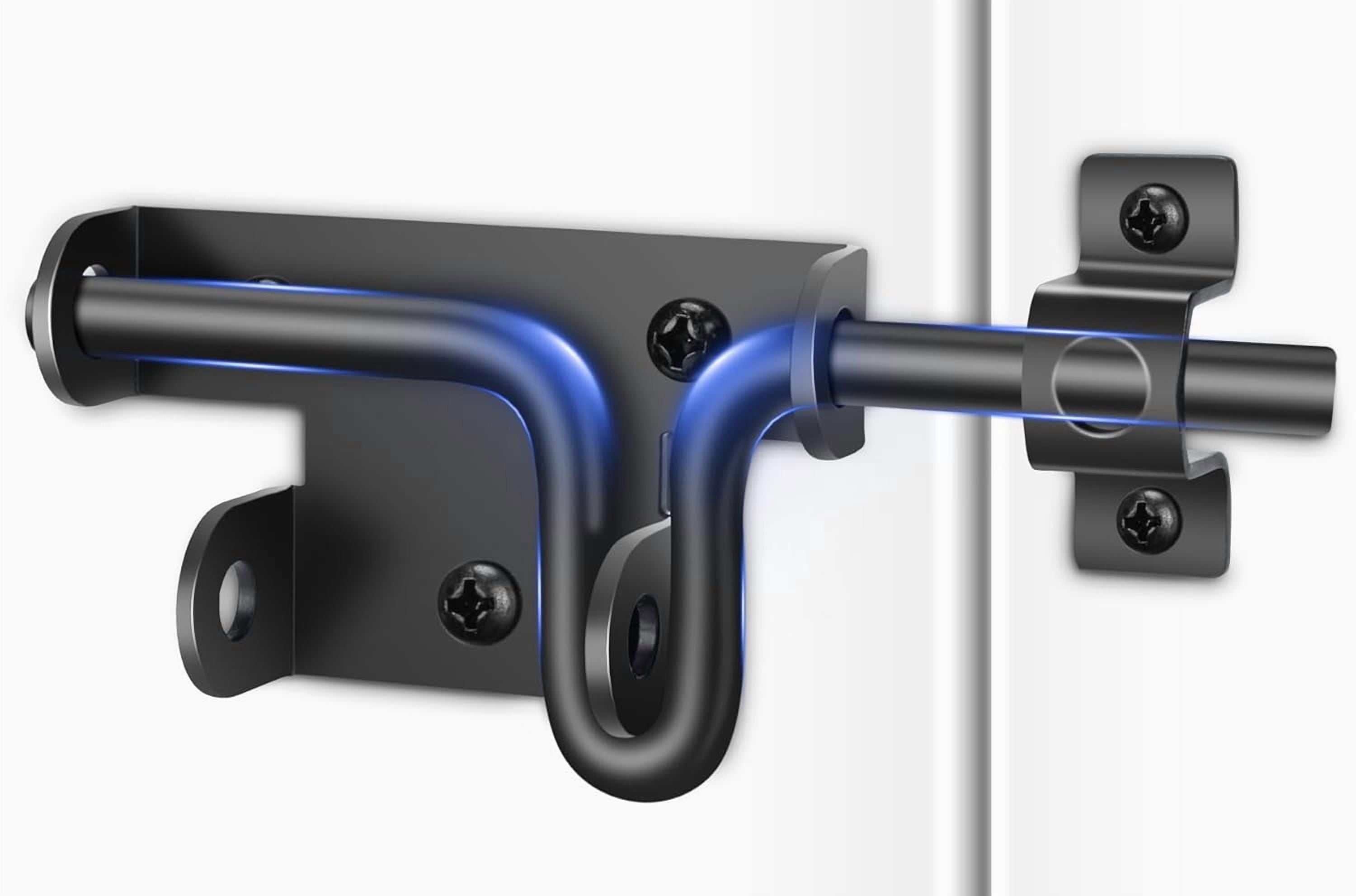 Heavy Duty Slide Bolt Gate Latch, Sliding Bolt Door Lock with Padlock Hole, Slide Bolt Hardware for Wooden Fence/Yard Fence/Shed Door/Barn Door, Black, 3 Pack
