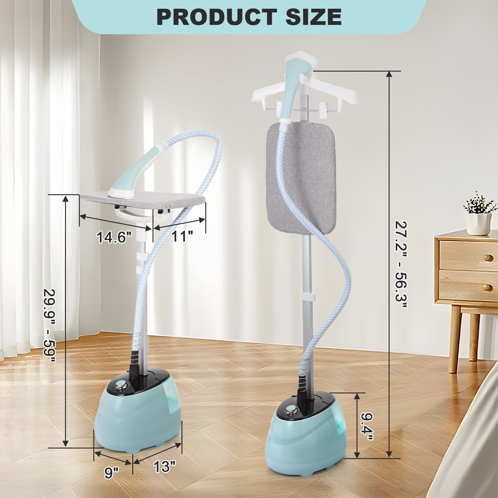 BEAMNOVA Standing Garment Steamer for Clothes, Professional for Home and Business Use Full-Size Clothing Steamer with Hanger & Ironing Board