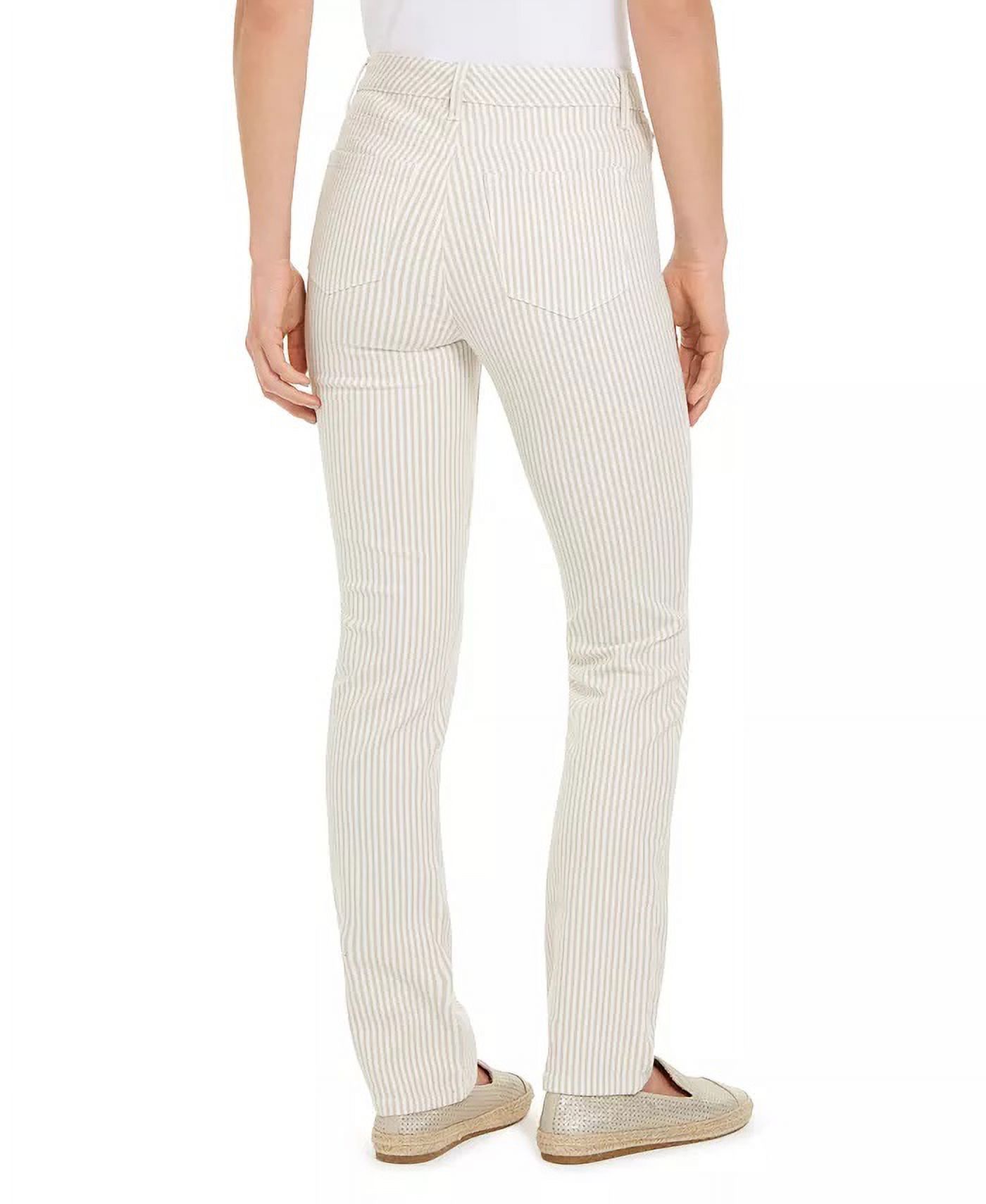 Charter Club Women's Printed Stripe Lexington Straight-Leg Jeans Beige ...