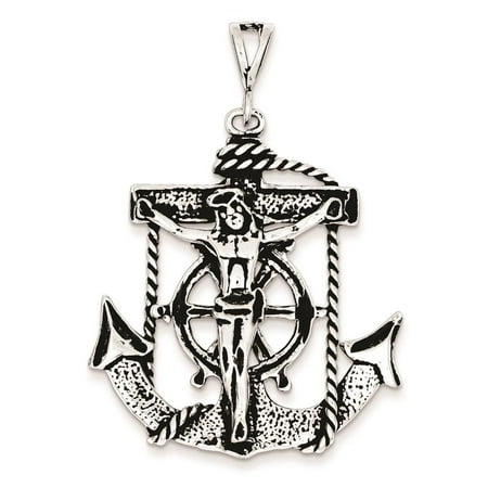 Antiqued Mariner Crucifix Solid Polished Charm Pendant 925 Sterling Silver