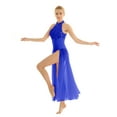 thumbnail image 2 of Linjinx Womens Sequins Lyrical Dance Maxi Dress Halter Sleeveless Leotard Side Split Skirt Ballet Blue S, 2 of 7