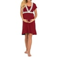 BLTIBY Womens Nursing Nightdresses Summer Pregnant Short Sleeve Solid ...