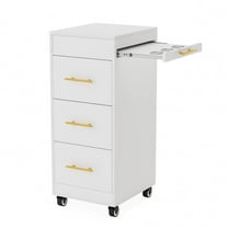 Zimtown Wooden Salon Trolley Cart with Wheels, Mobile Hairdressing Barber Cart, White