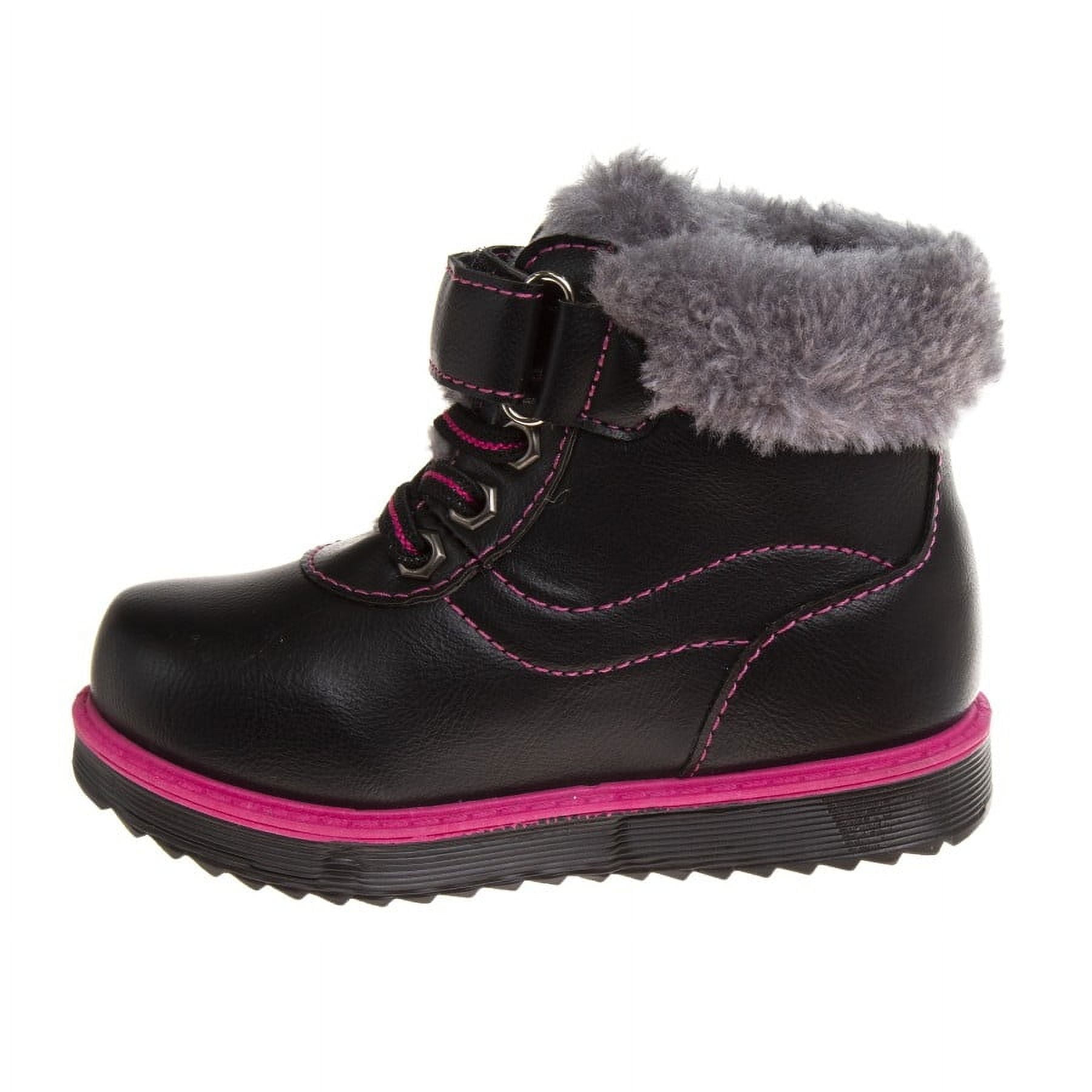 Beverly Hills Polo Club Toddler Girls Faux Fur Lace-Up Boots, Black