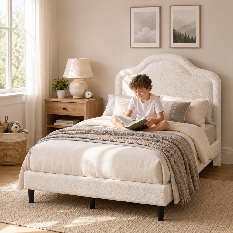 Patbrela Twin Bed, Cloud Headboard with LED Light photo 3
