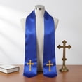 thumbnail image 3 of Reversible Embroidery Clergy Stole with Crossed Design Tassels for Priests Pastors Services Religious Ceremonies Reversible Clergy Stole, 3 of 7