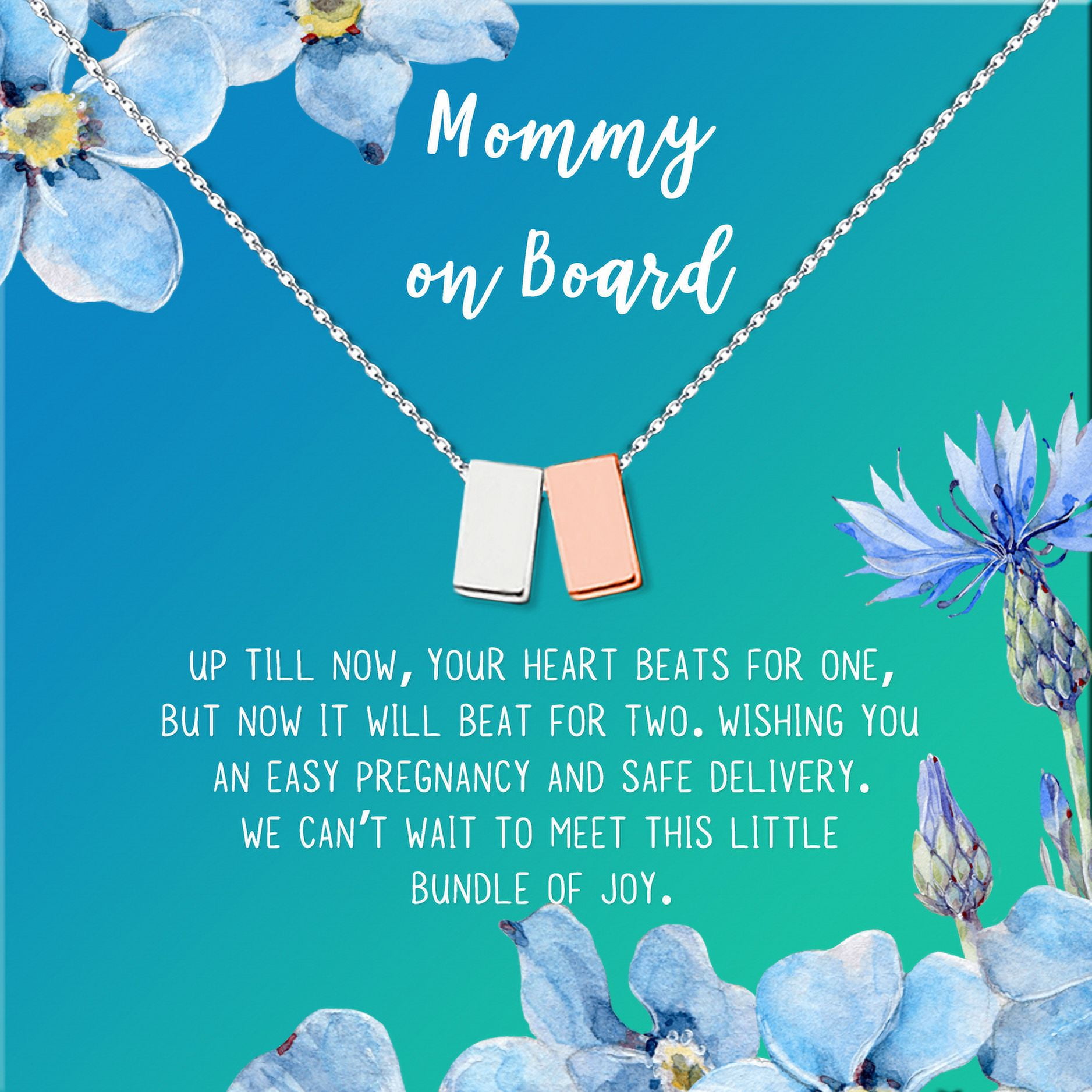 Mommy to Be Mother's Day Gift, Jewelry for Sister, New Mom Mother's Day Gift, Gift for Her, Necklace Card Gift for Mom, Mommy to be Necklace and Card [Silver and Rose Gold Cube,Blue-Green Gradient]