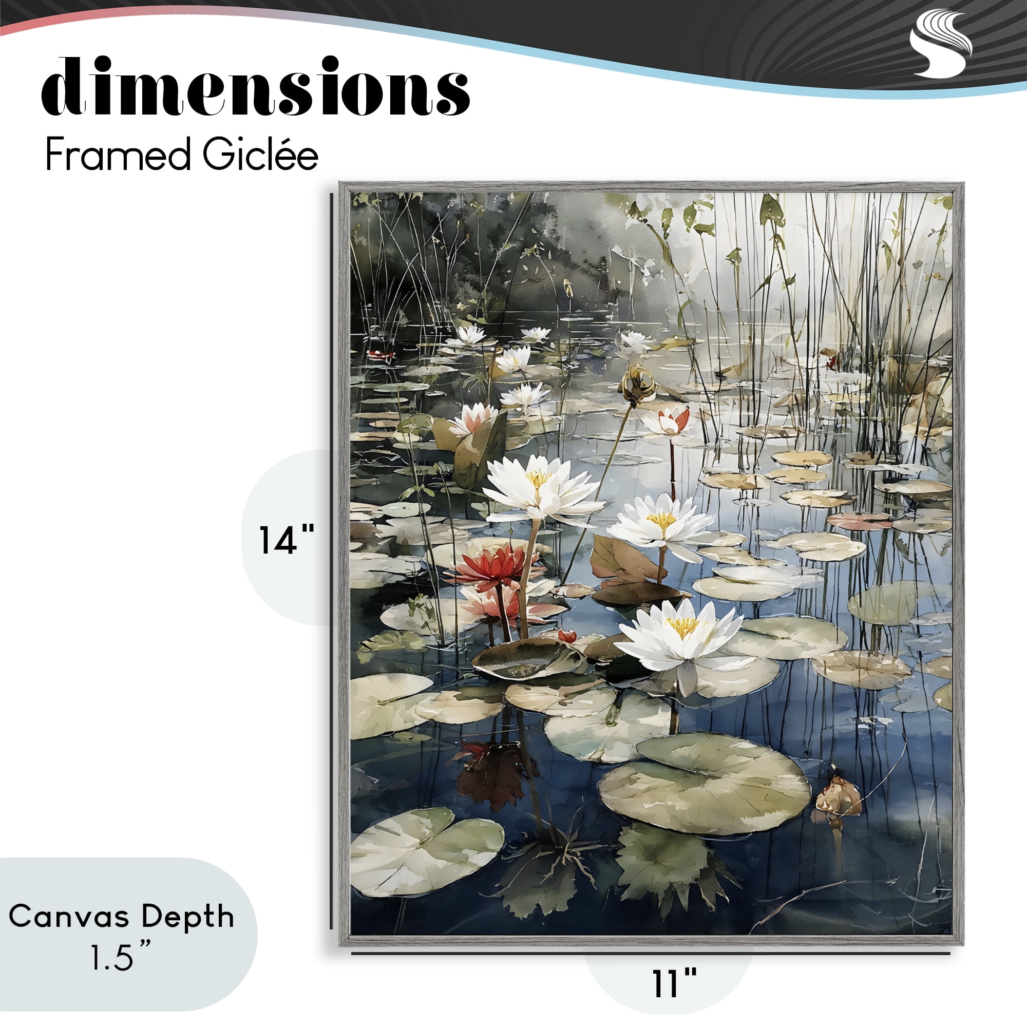 Stupell Industries Lily Wonder Pond Gray Framed Giclee Art, design by Franklyn Gregory