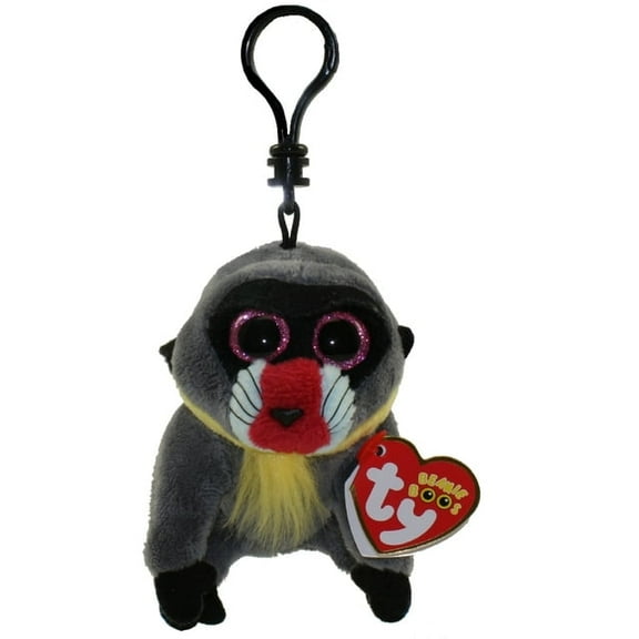 TY Beanie Boos - WASABI the Baboon (Glitter Eyes) (Plastic Key Clip) Regular Size BONUS ONE FUN CHOPS