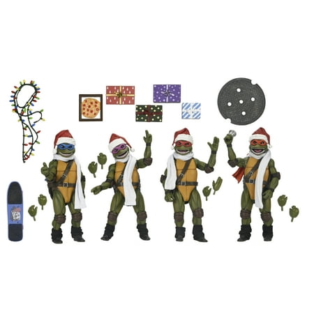 NECA - Teenage Mutant Ninja Turtles (1990 Movie) – Dimension X-Mas Vacation 7” - TMNT Holiday 4 Pack (Walmart Exclusive)
