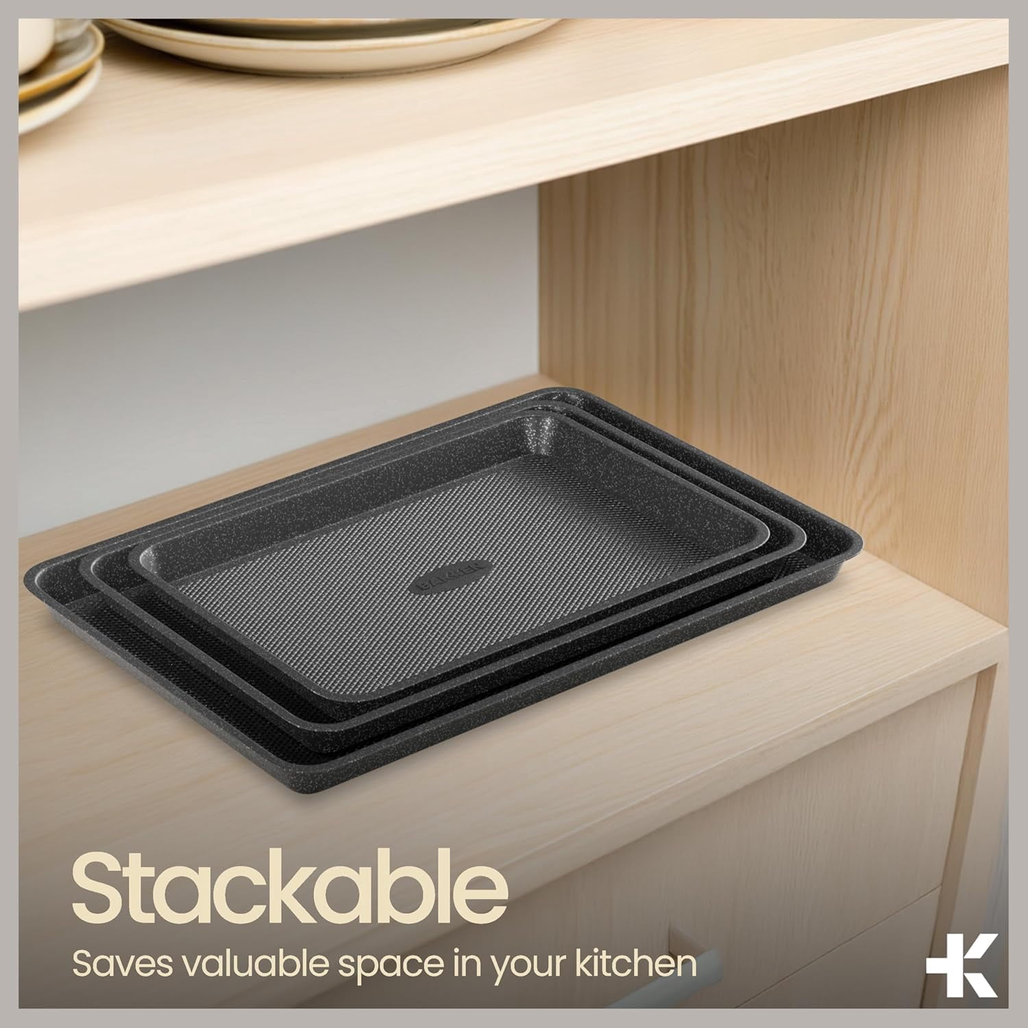 Bakken Diamond Bottom Cookie Sheet Set of 2, Nonstick Carbon Steel Baking Pans, Stackable, Oven Safe 450°F, Small & Medium