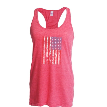 Womens USA Flag Vintage Proud Country American Racerback Tank Top